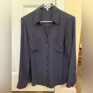Express navy blue polka dot Portofino Slim fit Shirt size M